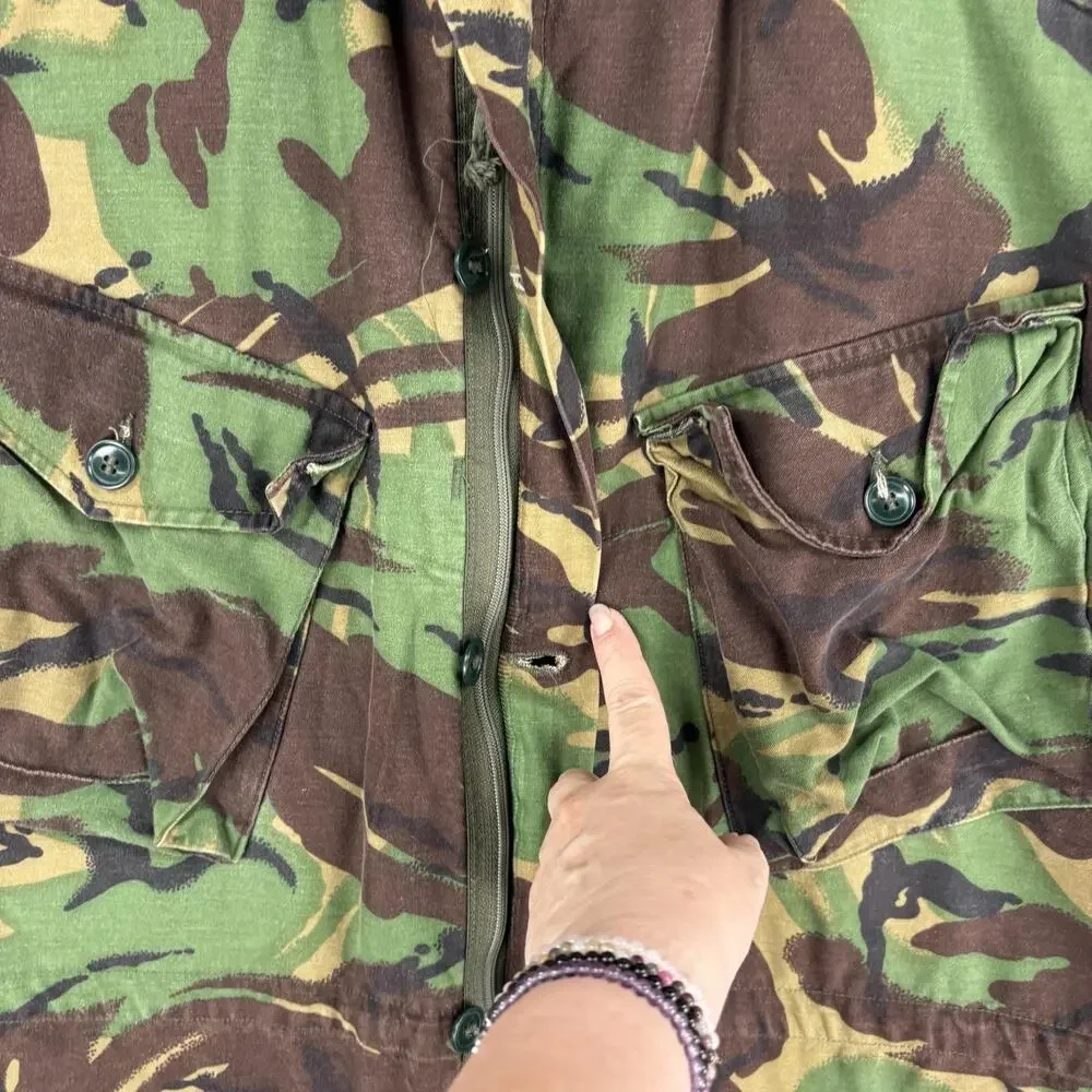 Vintage British Army Military Jacket Mens Medium Green Brown DPM Camo Combat